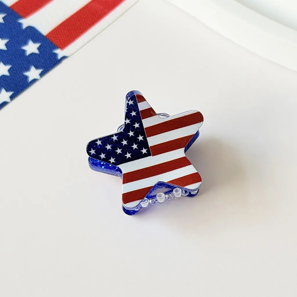 American Flag Pattern Mini Hair Claw Clips Patriotic 4th Of July Independence Day Hair Accessories For Women