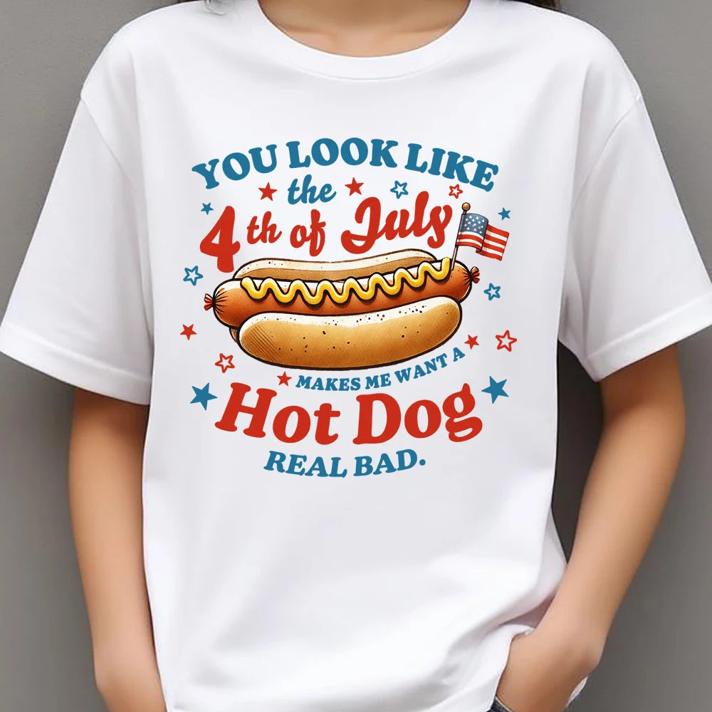 Fashion 4th Of July Hot Dog Hamburger Heat Transfer Patches For Clothes DIY A-Level Washable T-shirts Iron-on Thermal Stickers