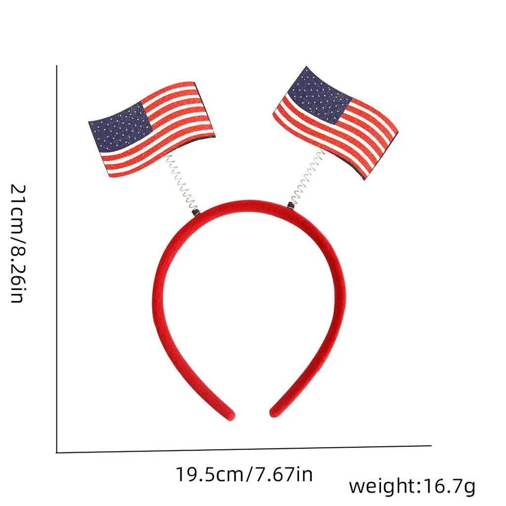 4th of July Patriotic Headband Red White Blue Stars Flag Hair Hoop for American Independence Day Party Decor Fits Adults Kids