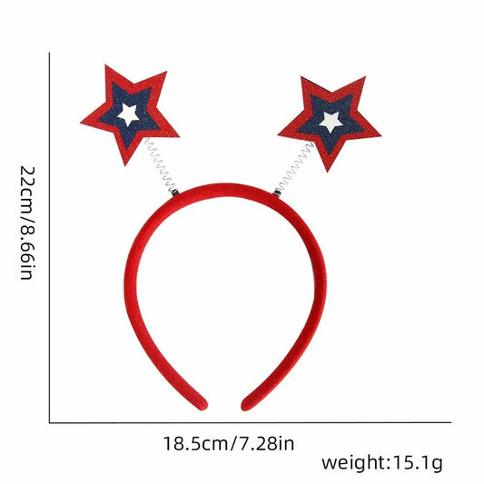 4th of July Patriotic Headband Red White Blue Stars Flag Hair Hoop for American Independence Day Party Decor Fits Adults Kids