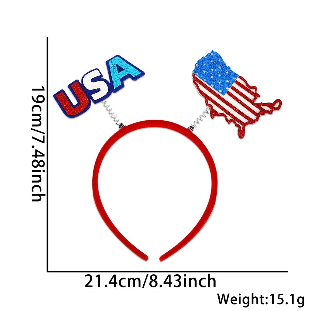 4th of July Patriotic Headband Red White Blue Stars Flag Hair Hoop for American Independence Day Party Decor Fits Adults Kids