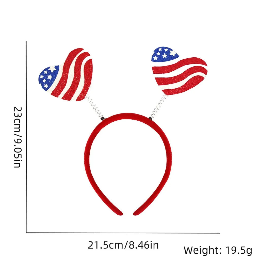 4th of July Patriotic Headband Red White Blue Stars Flag Hair Hoop for American Independence Day Party Decor Fits Adults Kids