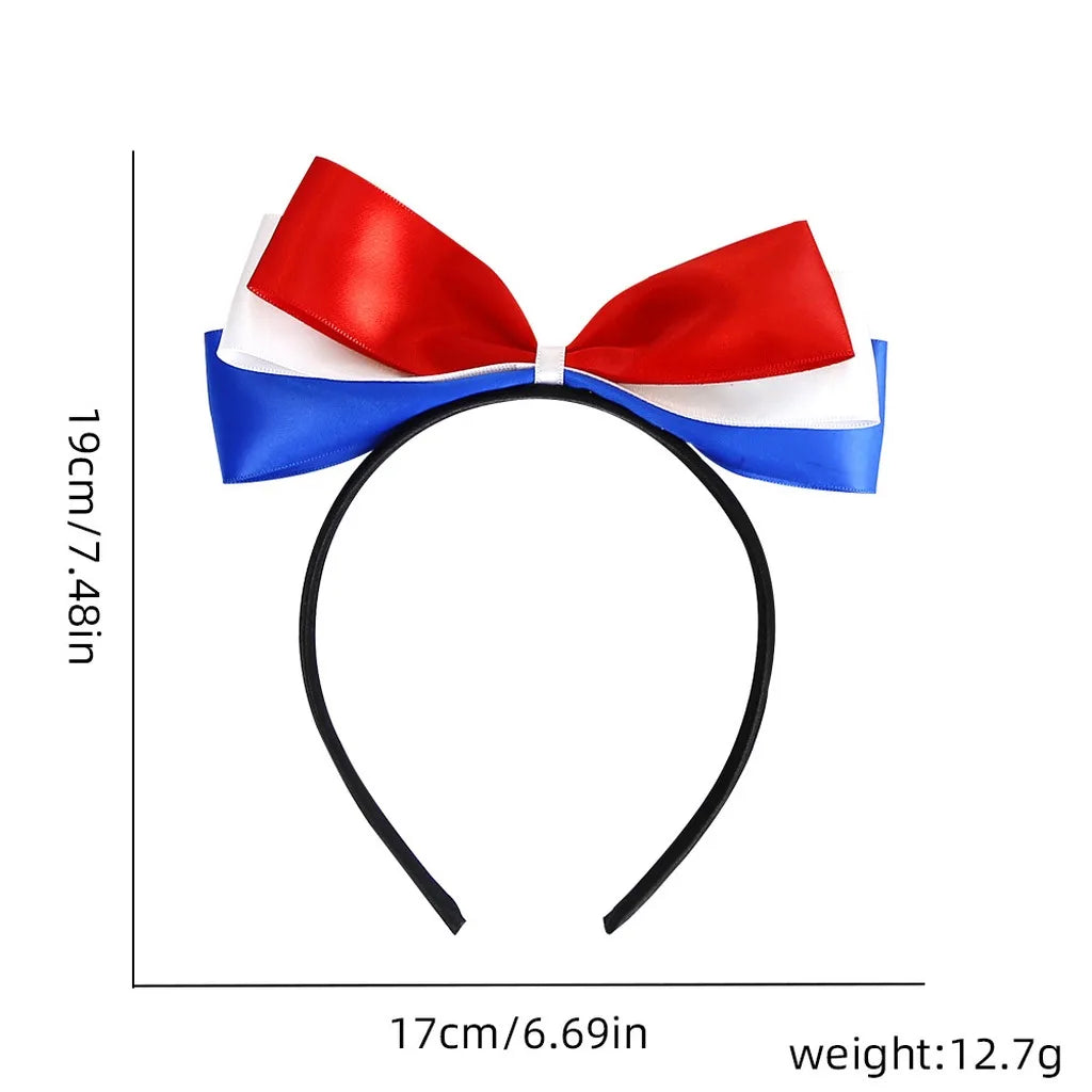 4th of July Patriotic Headband Red White Blue Stars Flag Hair Hoop for American Independence Day Party Decor Fits Adults Kids