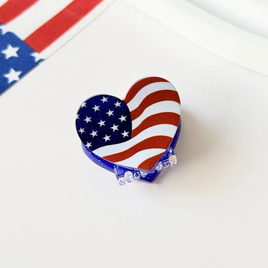 American Flag Pattern Mini Hair Claw Clips Patriotic 4th Of July Independence Day Hair Accessories For Women