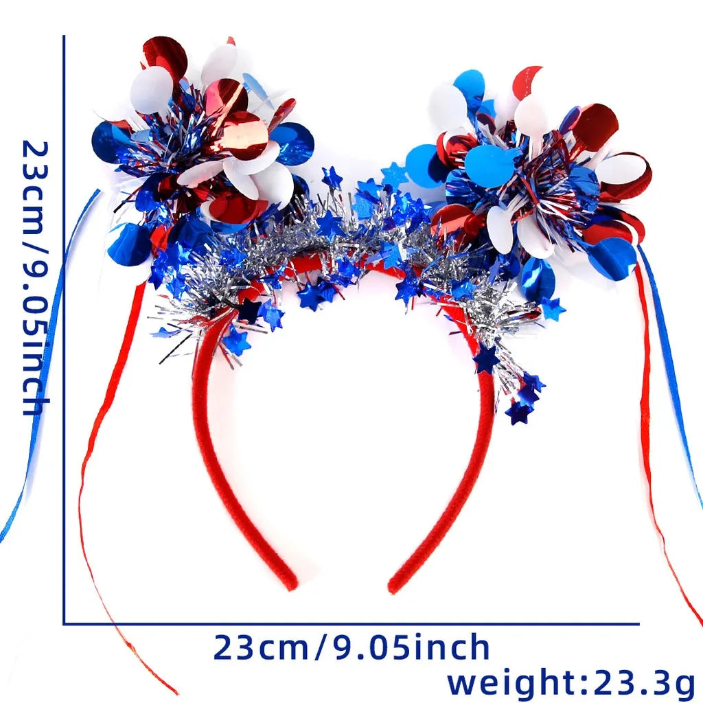 4th of July Patriotic Headband Red White Blue Stars Flag Hair Hoop for American Independence Day Party Decor Fits Adults Kids