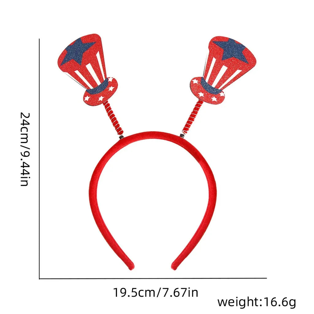 4th of July Patriotic Headband Red White Blue Stars Flag Hair Hoop for American Independence Day Party Decor Fits Adults Kids