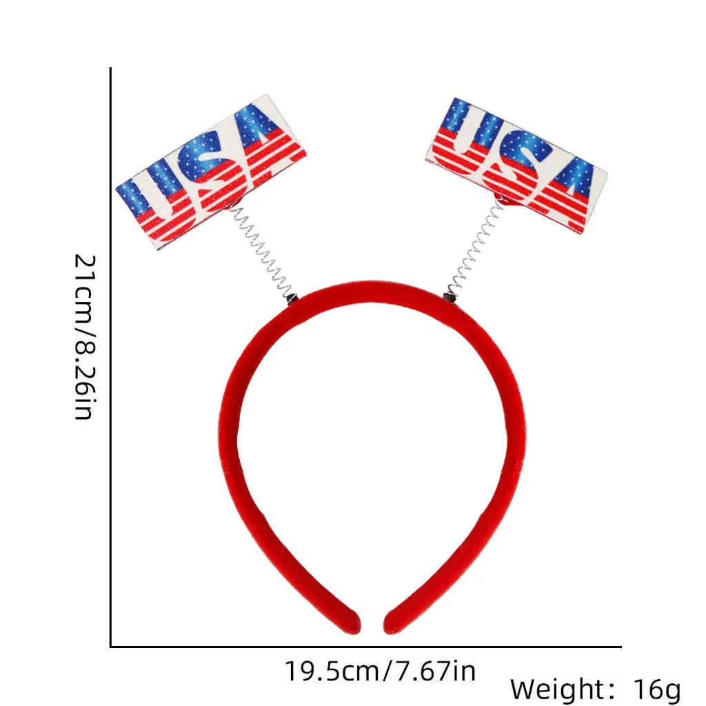 4th of July Patriotic Headband Red White Blue Stars Flag Hair Hoop for American Independence Day Party Decor Fits Adults Kids