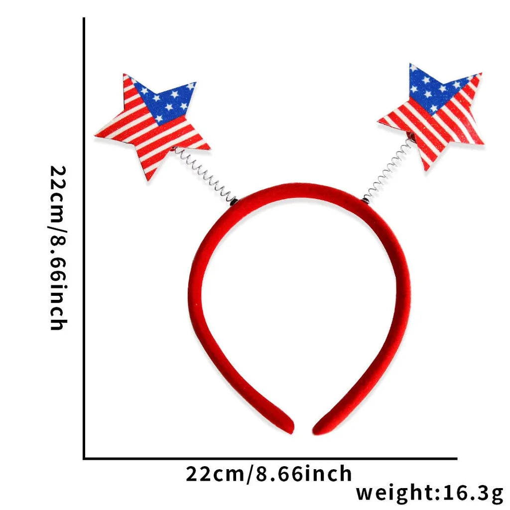 4th of July Patriotic Headband Red White Blue Stars Flag Hair Hoop for American Independence Day Party Decor Fits Adults Kids