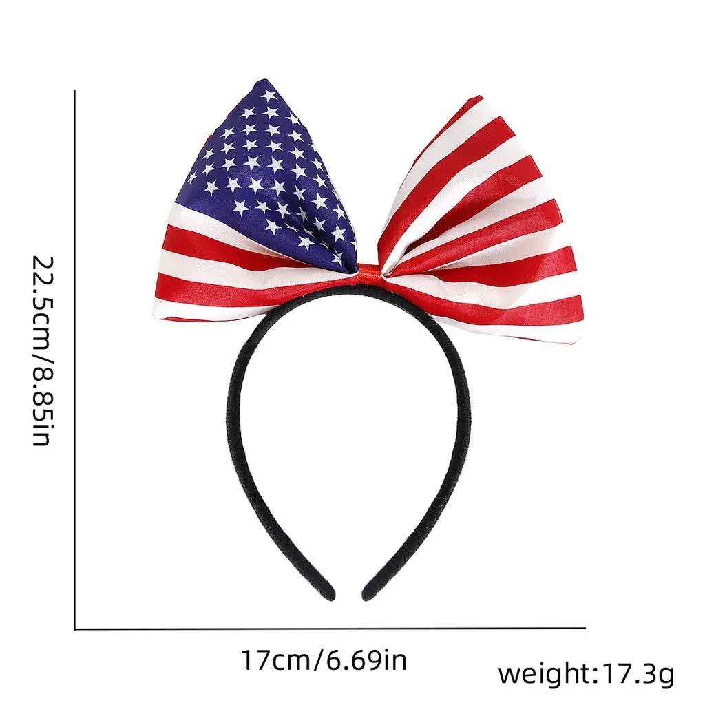 4th of July Patriotic Headband Red White Blue Stars Flag Hair Hoop for American Independence Day Party Decor Fits Adults Kids
